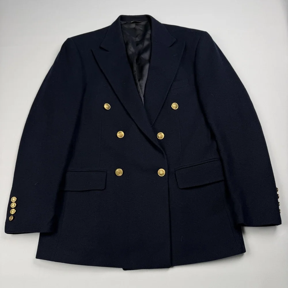 Vintage Polo University Club Ralph Lauren Blazer Mens 40 Navy Double Breasted